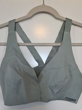 Women's Light Sage Green Front-Close Comfort Bra